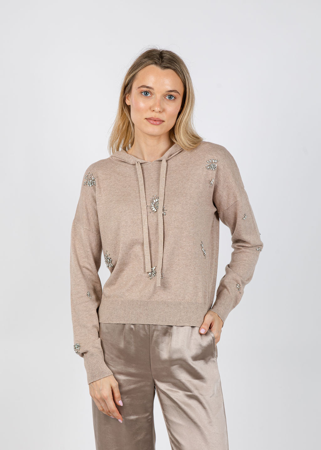 J Society Ember Brooch Hoodie in Cappuccino available at Barbara Katz