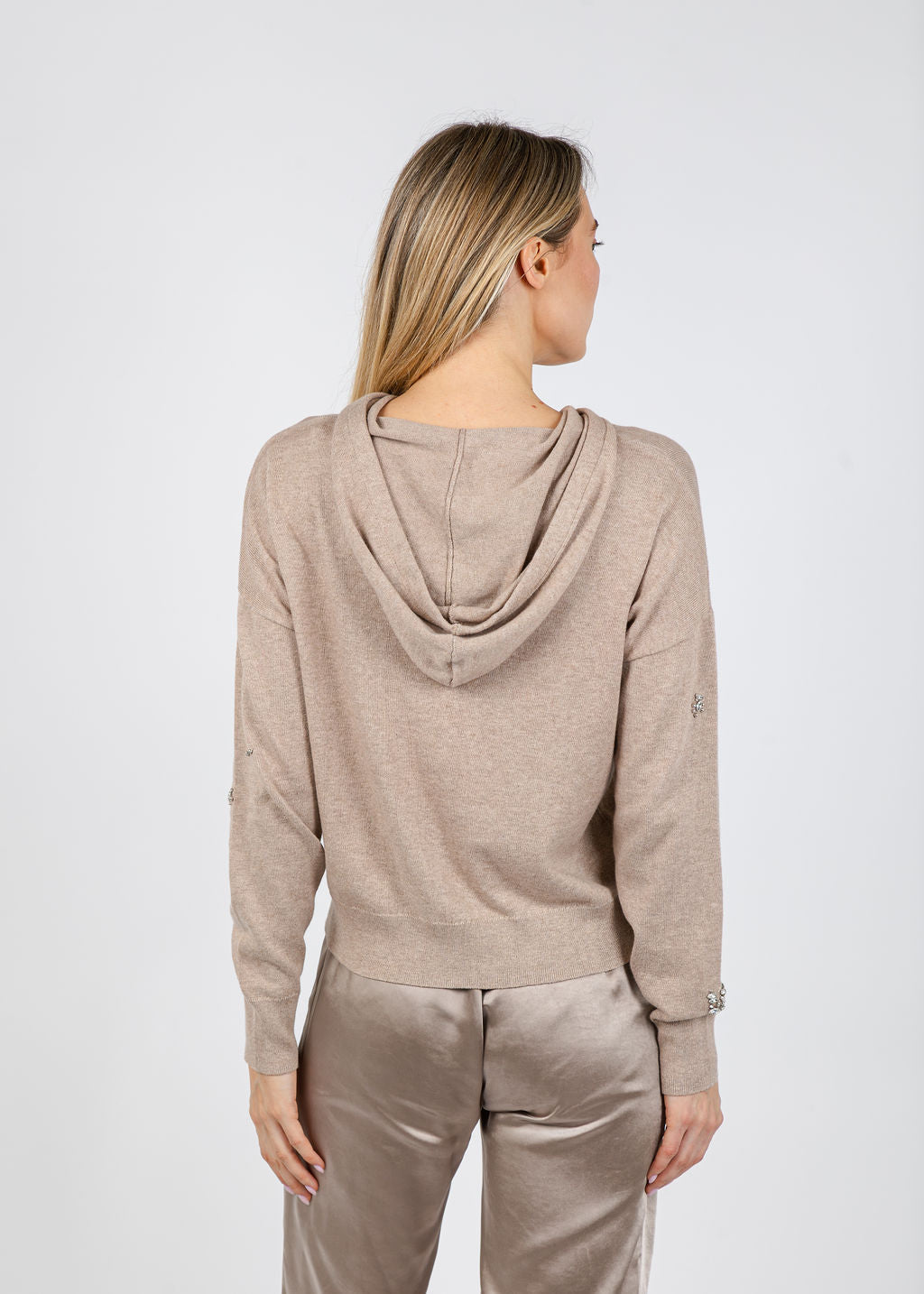 J Society Ember Brooch Hoodie in Cappuccino available at Barbara Katz