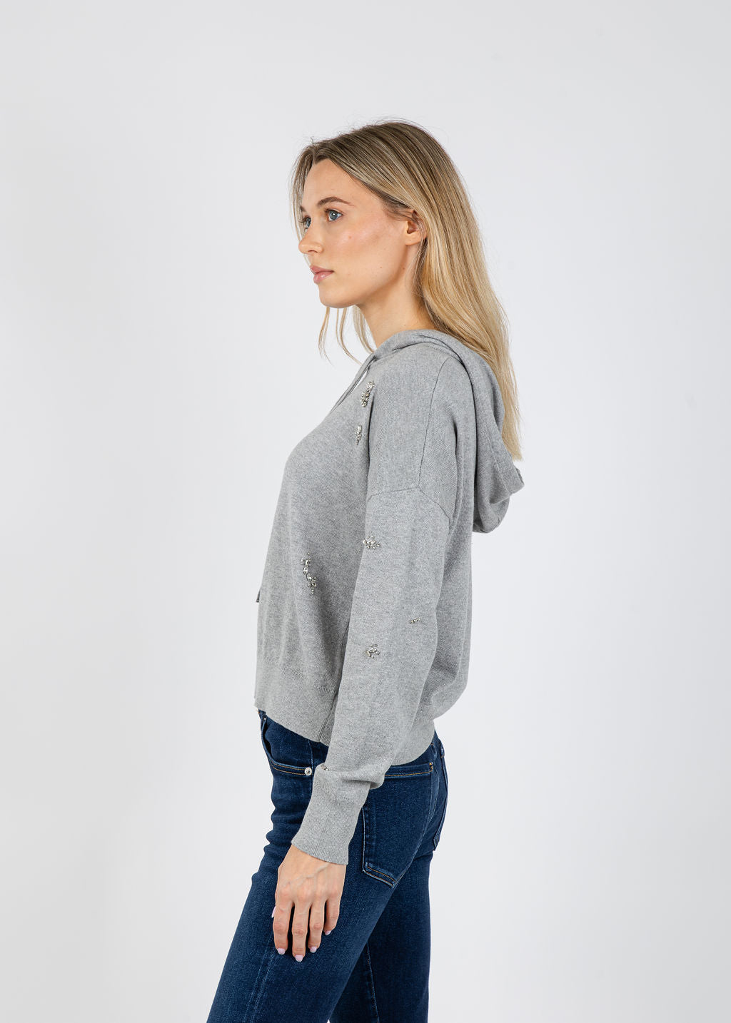 J Society Ember Brooch Hoodie in Heather available at Barbara Katz