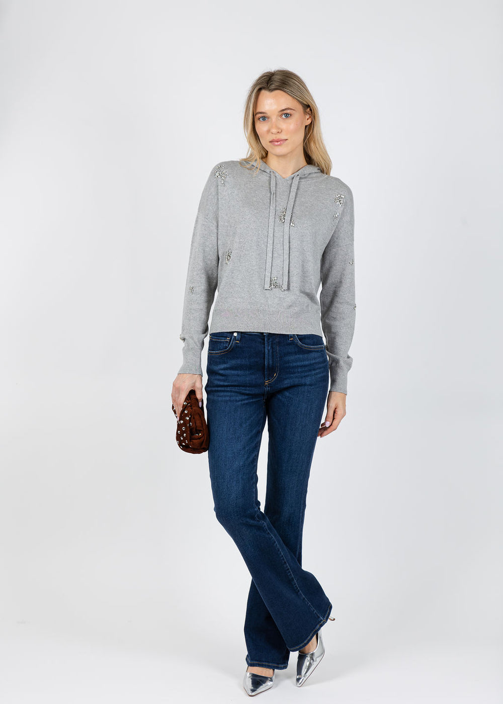 J Society Ember Brooch Hoodie in Heather available at Barbara Katz