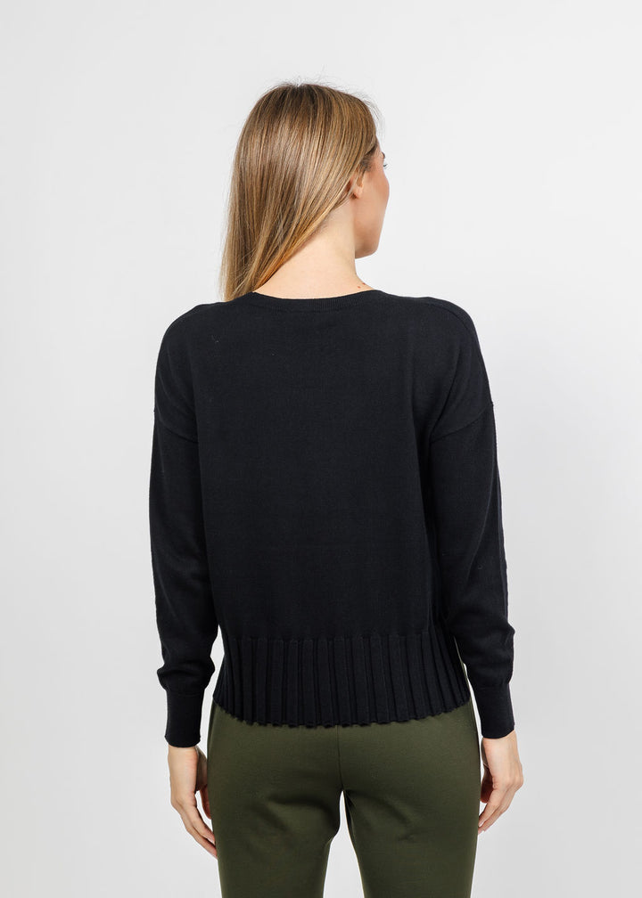 J Society Fall Rib Bottom Crew Sweater in Black available at Barbara Katz