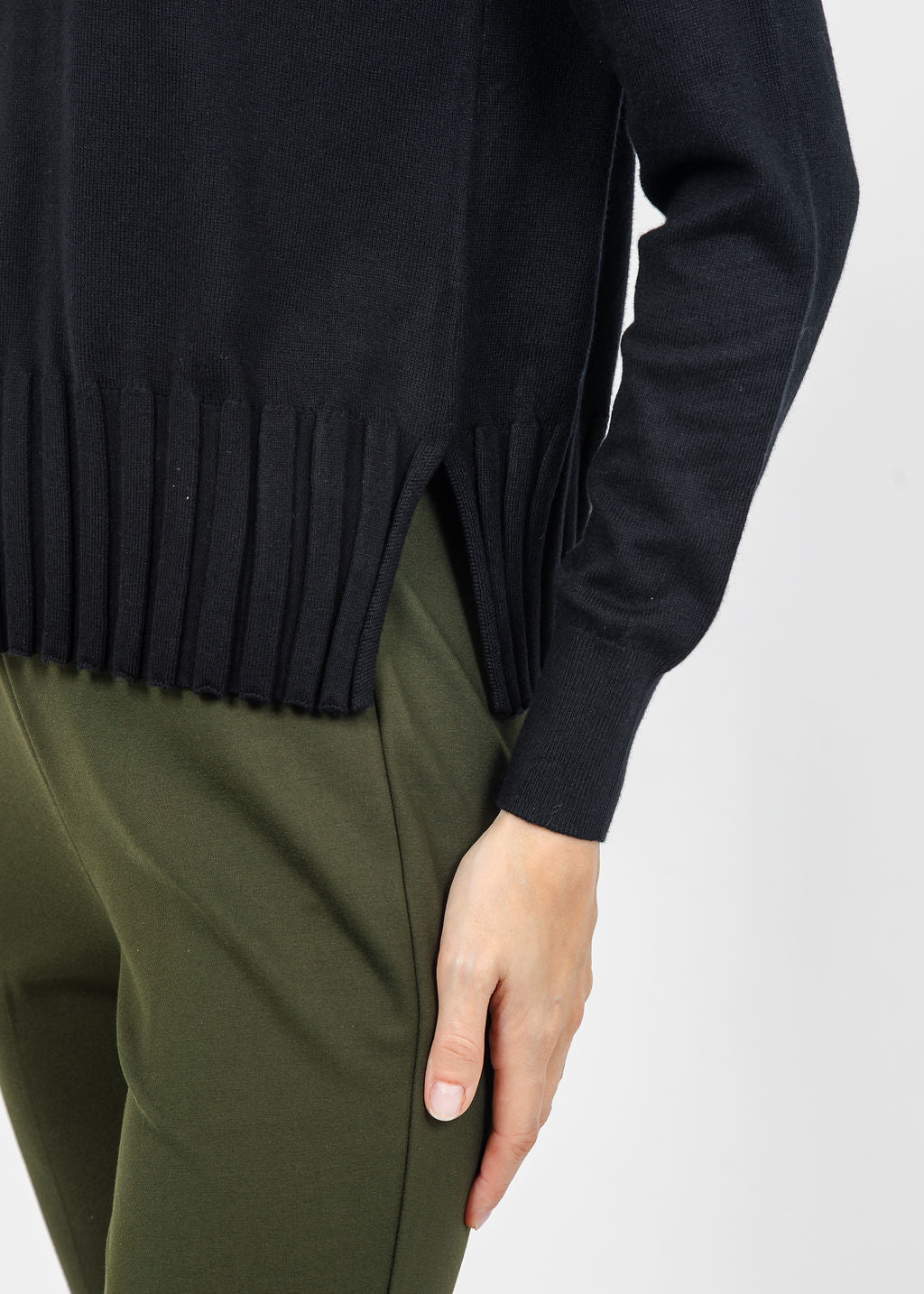 J Society Fall Rib Bottom Crew Sweater in Black available at Barbara Katz