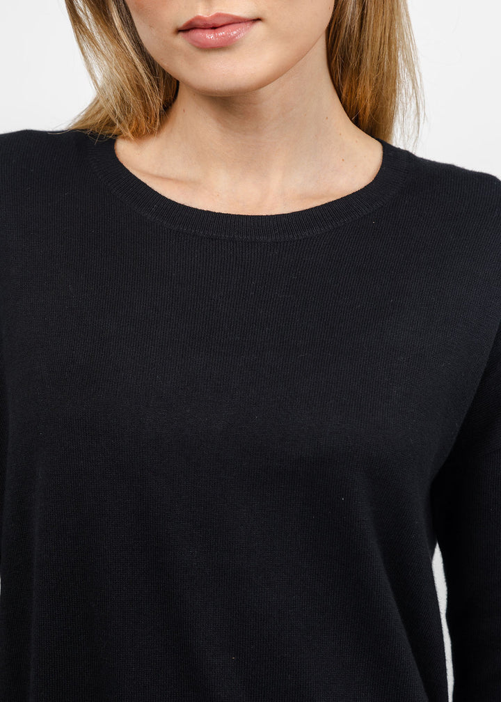 J Society Fall Rib Bottom Crew Sweater in Black available at Barbara Katz