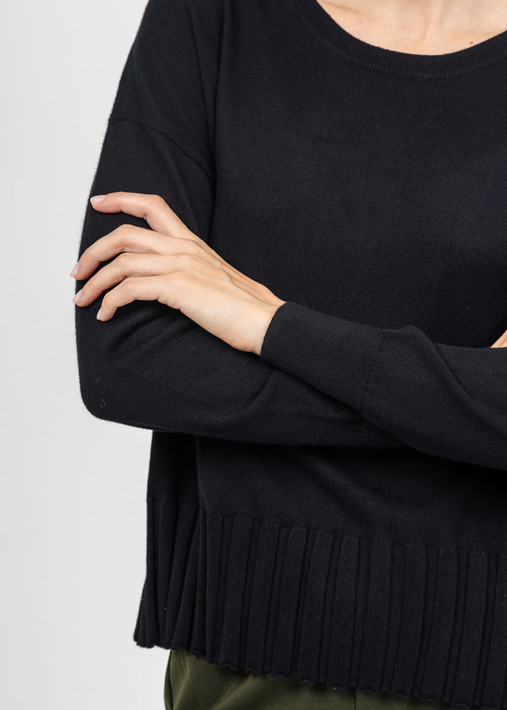 J Society Fall Rib Bottom Crew Sweater in Black available at Barbara Katz