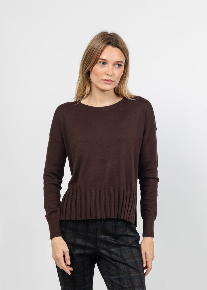 J Society Fall Rib Bottom Crew Sweater in Coffee Bean available at Barbara Katz