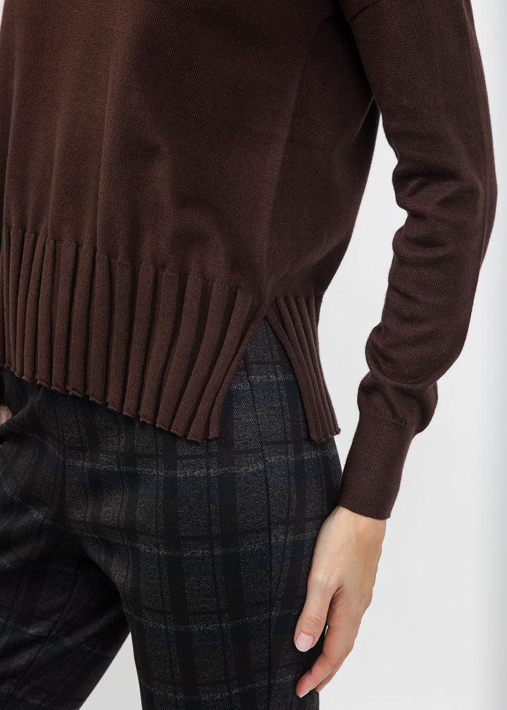 J Society Fall Rib Bottom Crew Sweater in Coffee Bean available at Barbara Katz