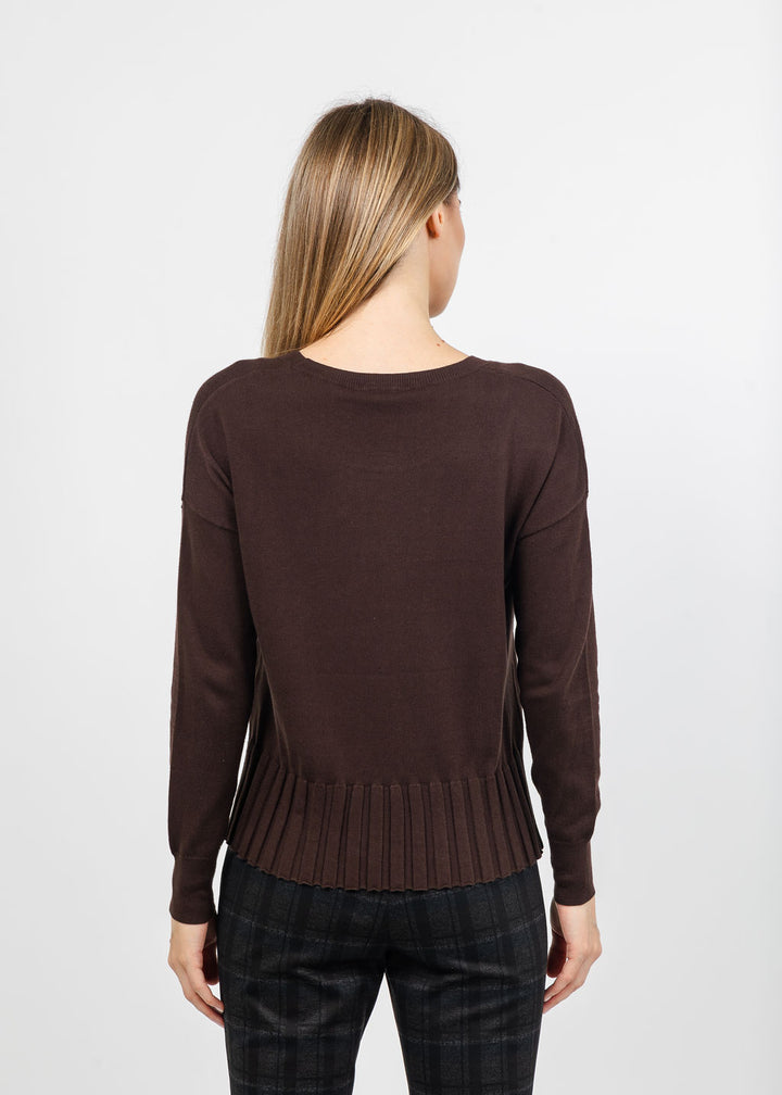 J Society Fall Rib Bottom Crew Sweater in Coffee Bean available at Barbara Katz