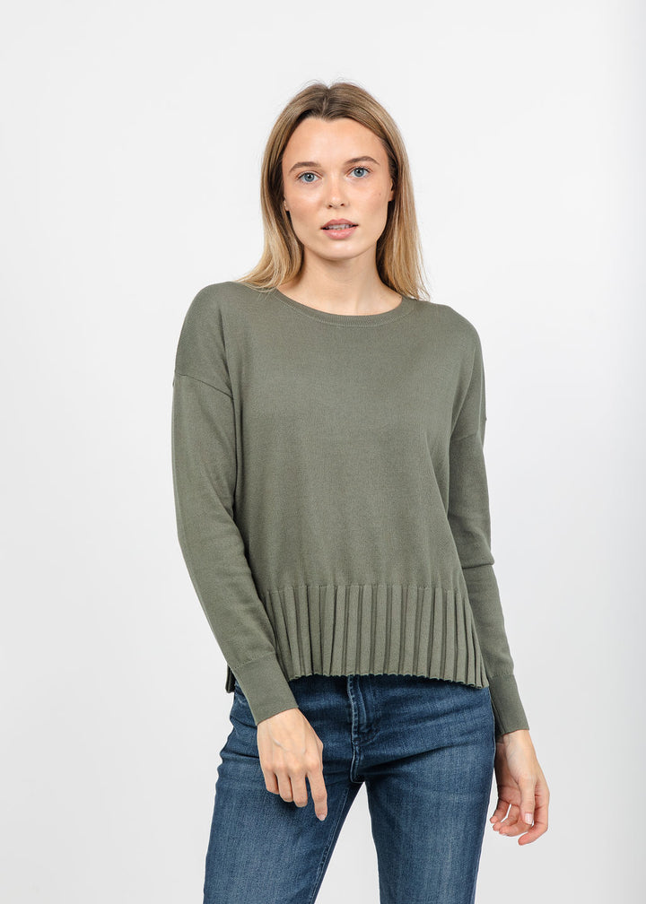 J Society Fall Rib Bottom Crew Sweater in Moss available at Barbara Katz