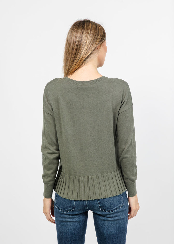 J Society Fall Rib Bottom Crew Sweater in Moss available at Barbara Katz