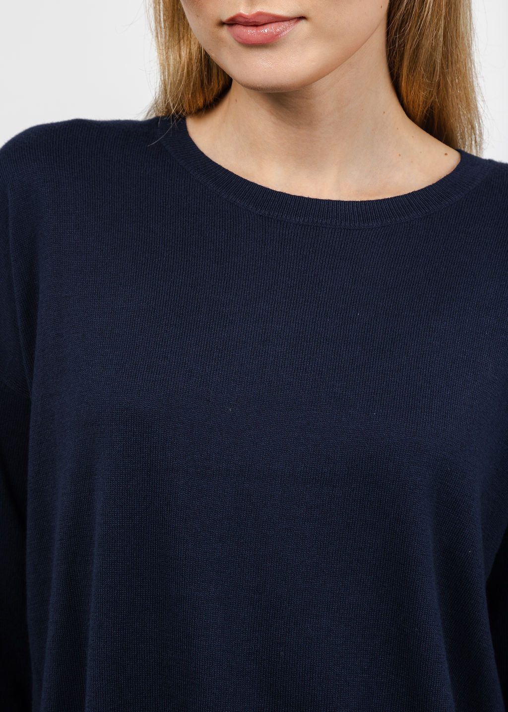 J Society Fall Rib Bottom Crew Sweater in Navy available at Barbara Katz
