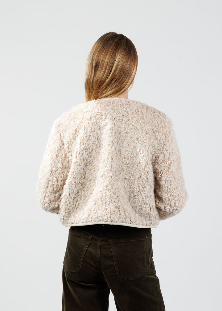 J Society Faux Fur Open Jacket in Latte available at Barbara Katz