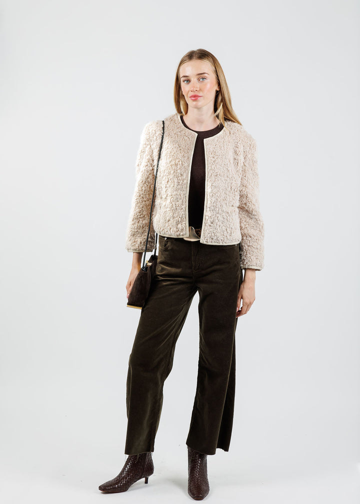 J Society Faux Fur Open Jacket in Latte available at Barbara Katz