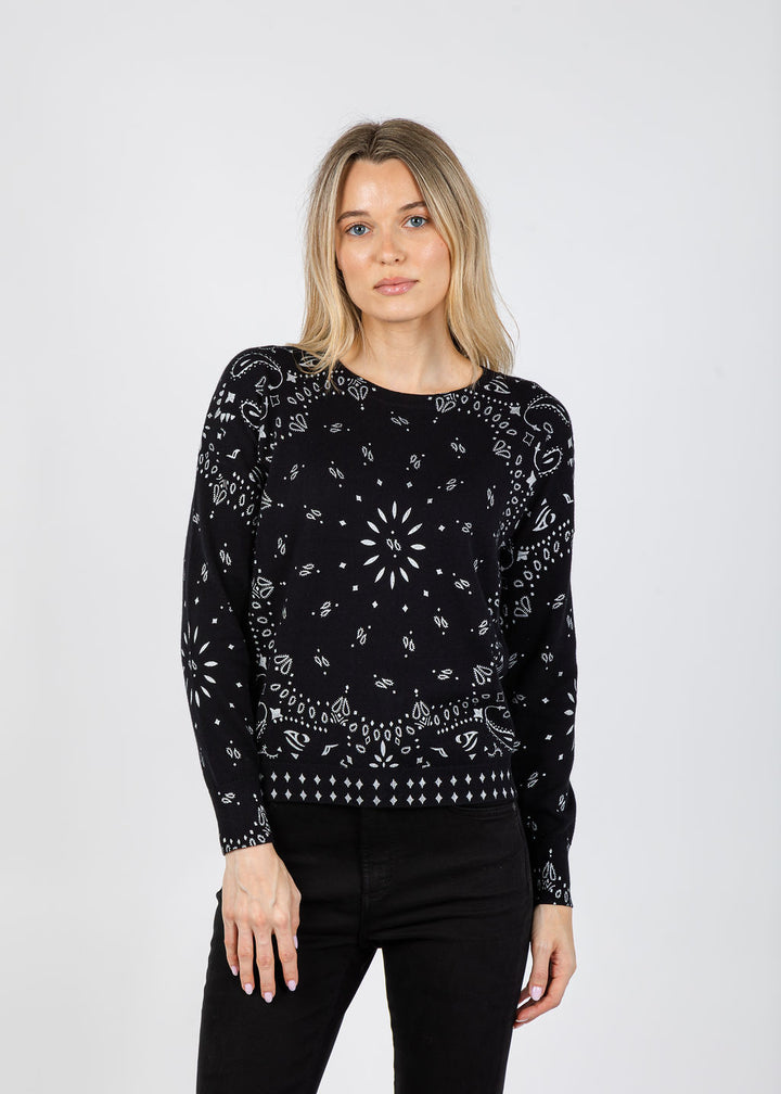 J Society Foil Bandana Sweatshirt in Black available at Barbara Katz