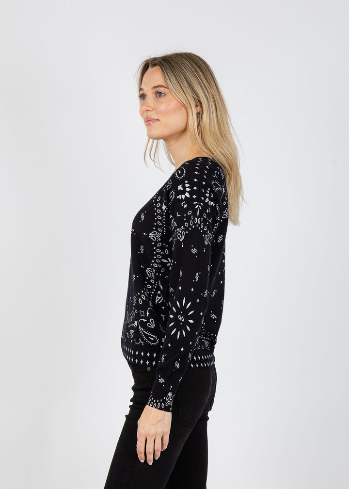 J Society Foil Bandana Sweatshirt in Black available at Barbara Katz