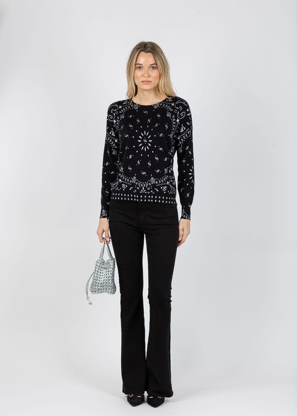 J Society Foil Bandana Sweatshirt in Black available at Barbara Katz