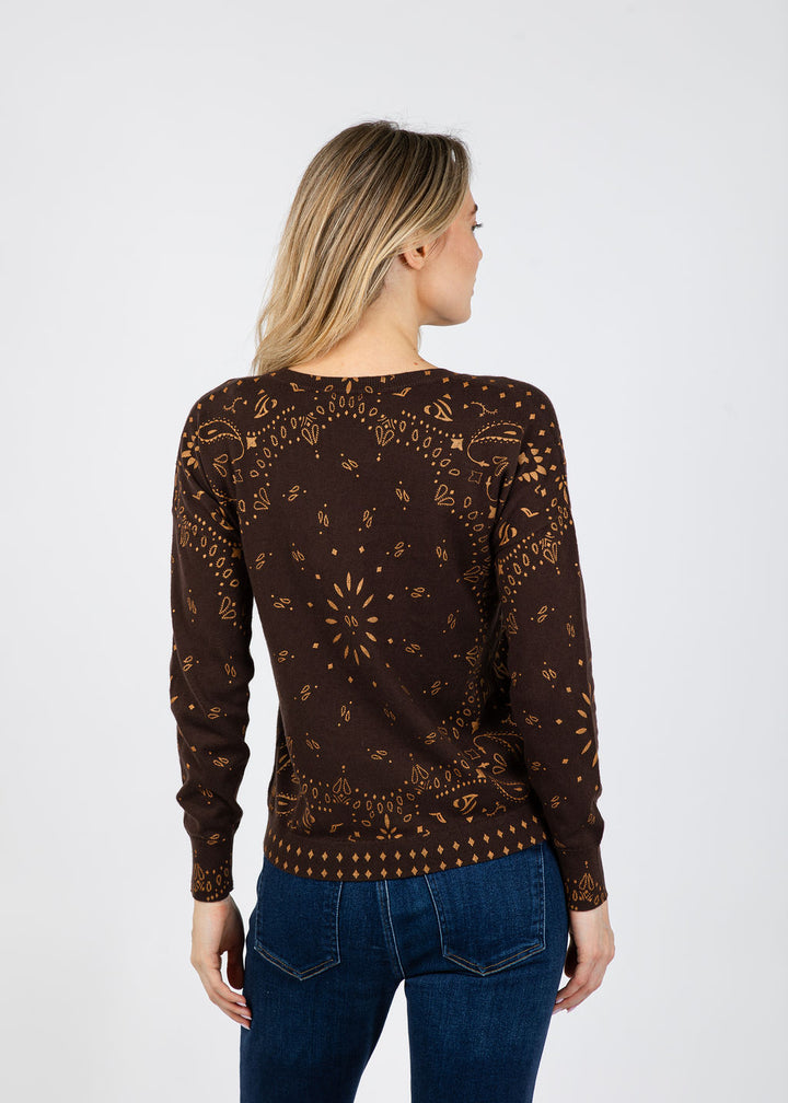 J Society Foil Bandana Sweatshirt in Chocolate available at Barbara Katz