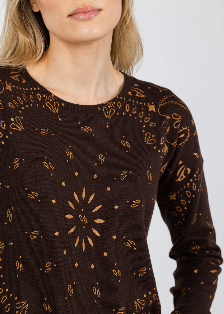 J Society Foil Bandana Sweatshirt in Chocolate available at Barbara Katz