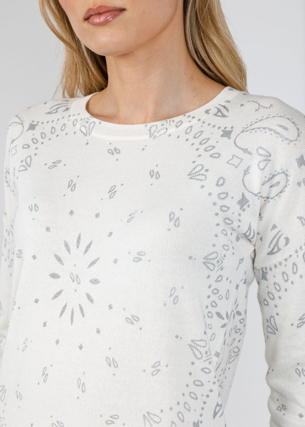 J Society Foil Bandana Sweatshirt in Vanilla available at Barbara Katz