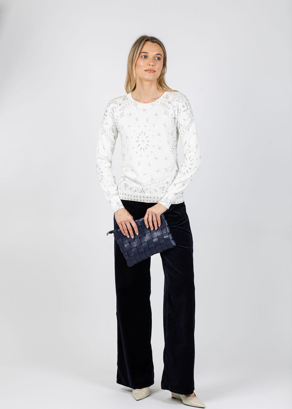 J Society Foil Bandana Sweatshirt in Vanilla available at Barbara Katz