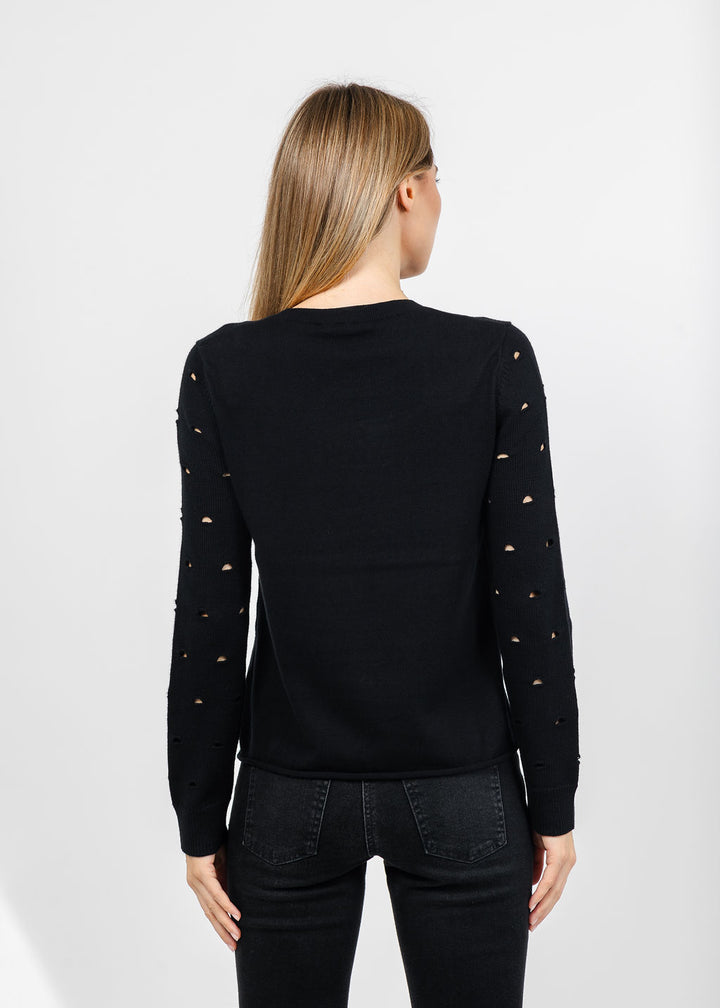 J Society Holey Crew Sweater in Black available at Barbara Katz