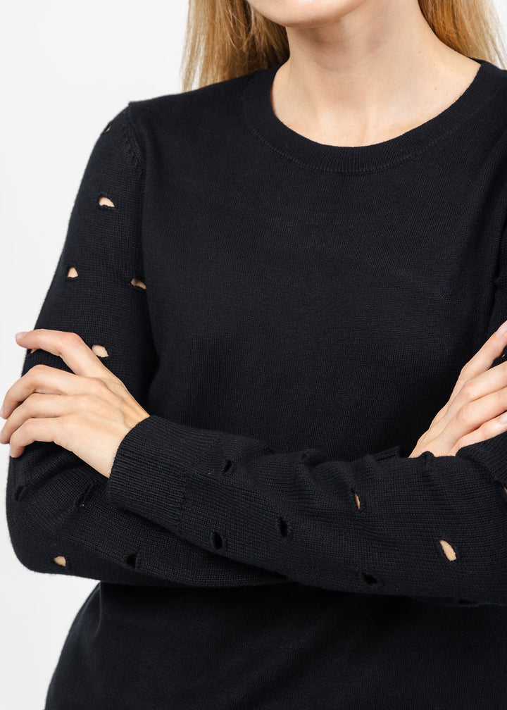 J Society Holey Crew Sweater in Black available at Barbara Katz