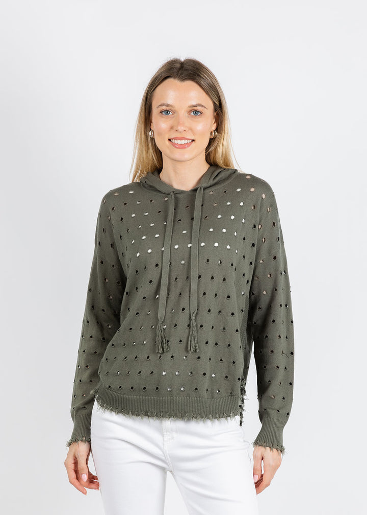 J Society Holey Hoodie in Fatigue available at Barbara Katz