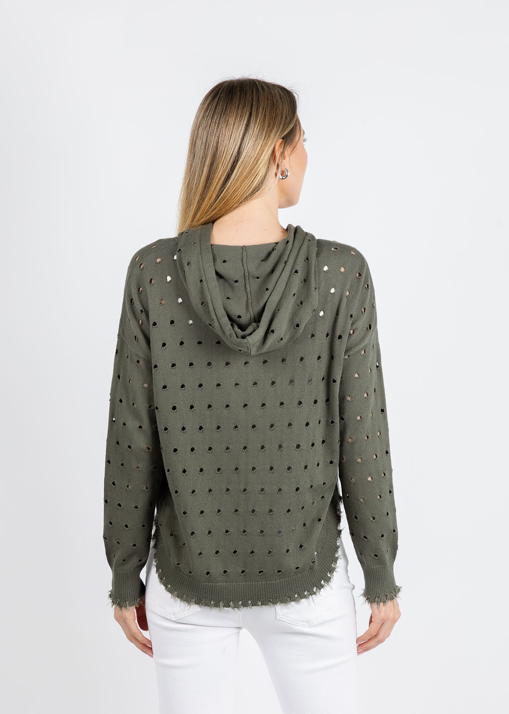 J Society Holey Hoodie in Fatigue available at Barbara Katz
