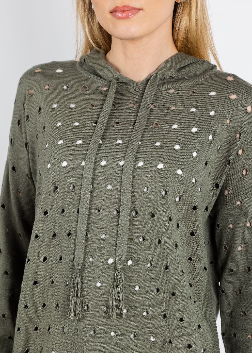 J Society Holey Hoodie in Fatigue available at Barbara Katz