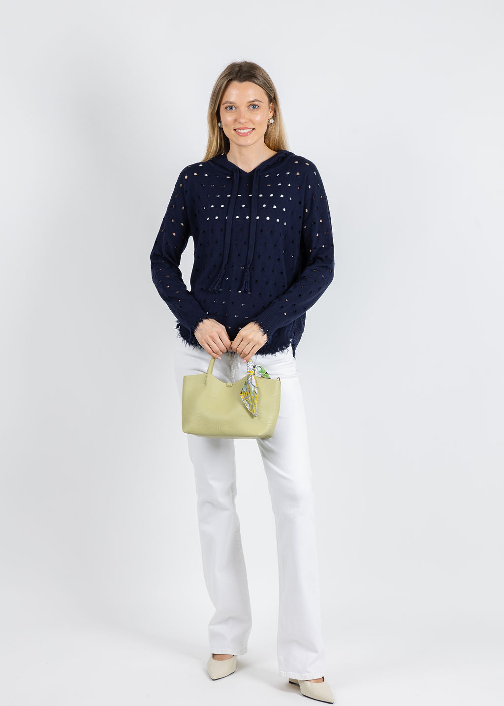 J Society Holey Hoodie in Navy available at Barbara Katz