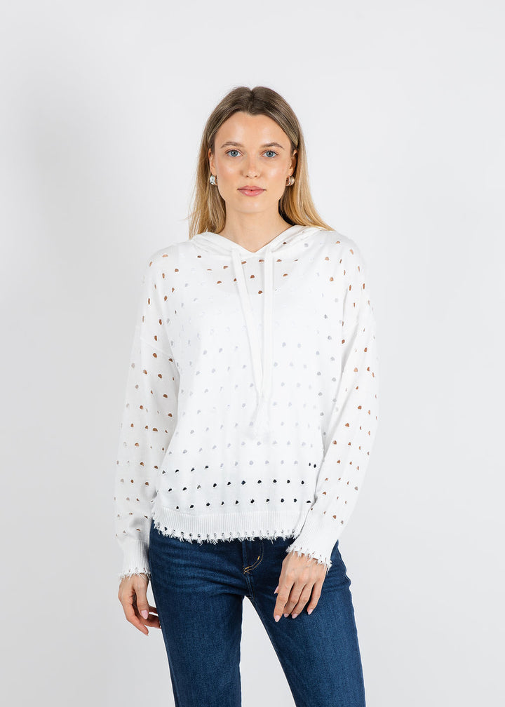 J Society Holey Hoodie in White available at Barbara Katz