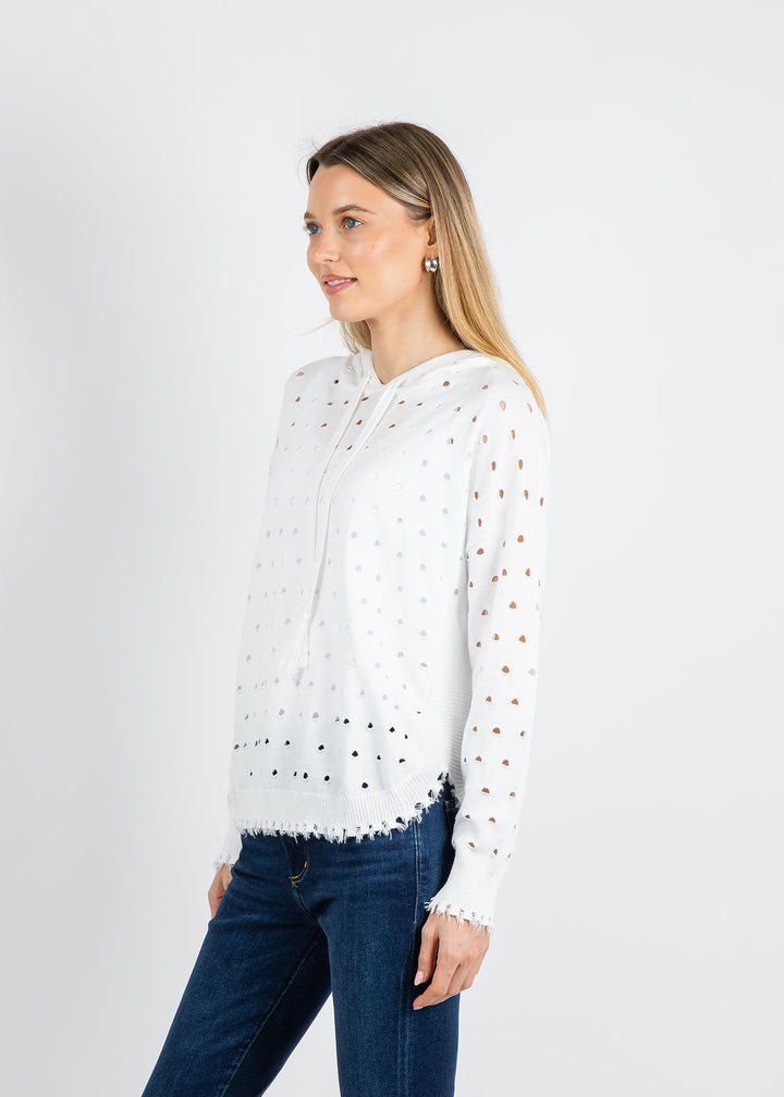 J Society Holey Hoodie in White available at Barbara Katz