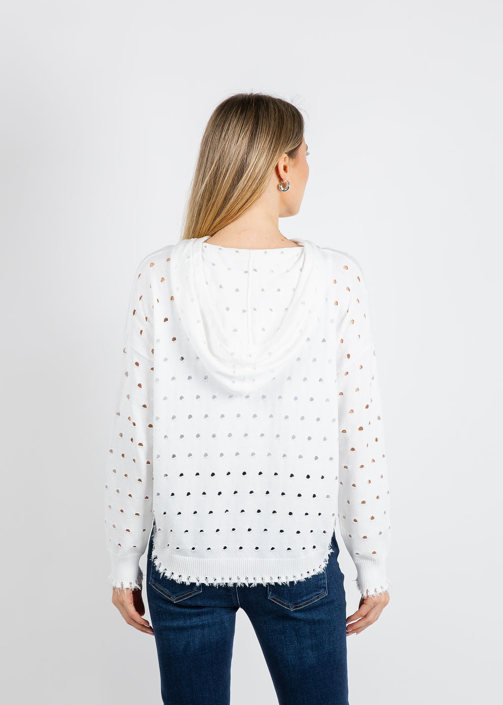 J Society Holey Hoodie in White available at Barbara Katz