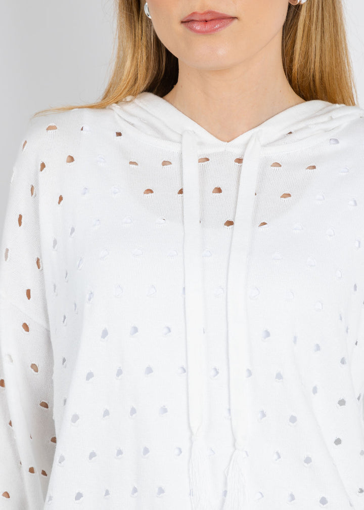 J Society Holey Hoodie in White available at Barbara Katz