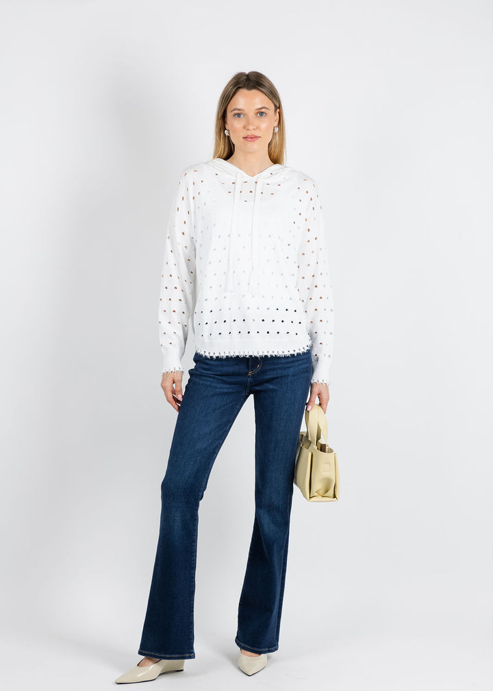 J Society Holey Hoodie in White available at Barbara Katz