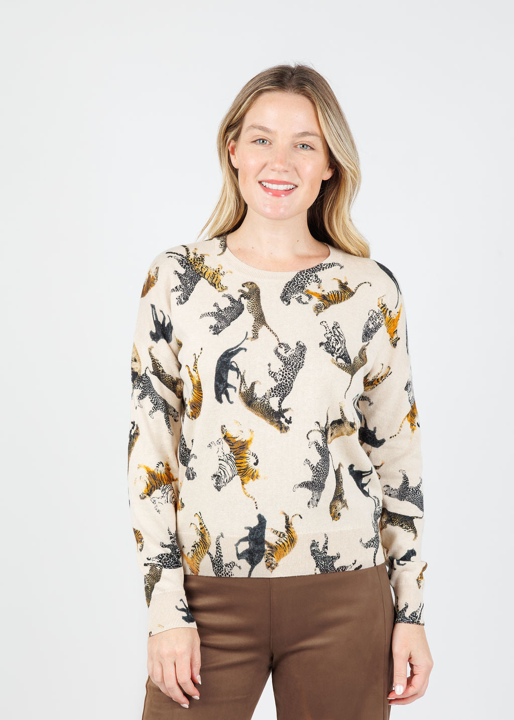 J Society Jungle Crew Sweater in Latte available at Barbara Katz