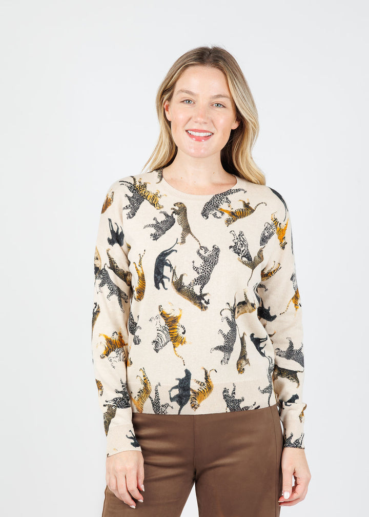 J Society Jungle Crew Sweater in Latte available at Barbara Katz