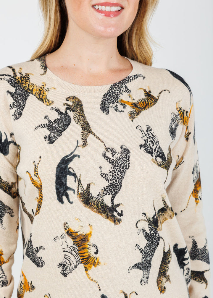 J Society Jungle Crew Sweater in Latte available at Barbara Katz