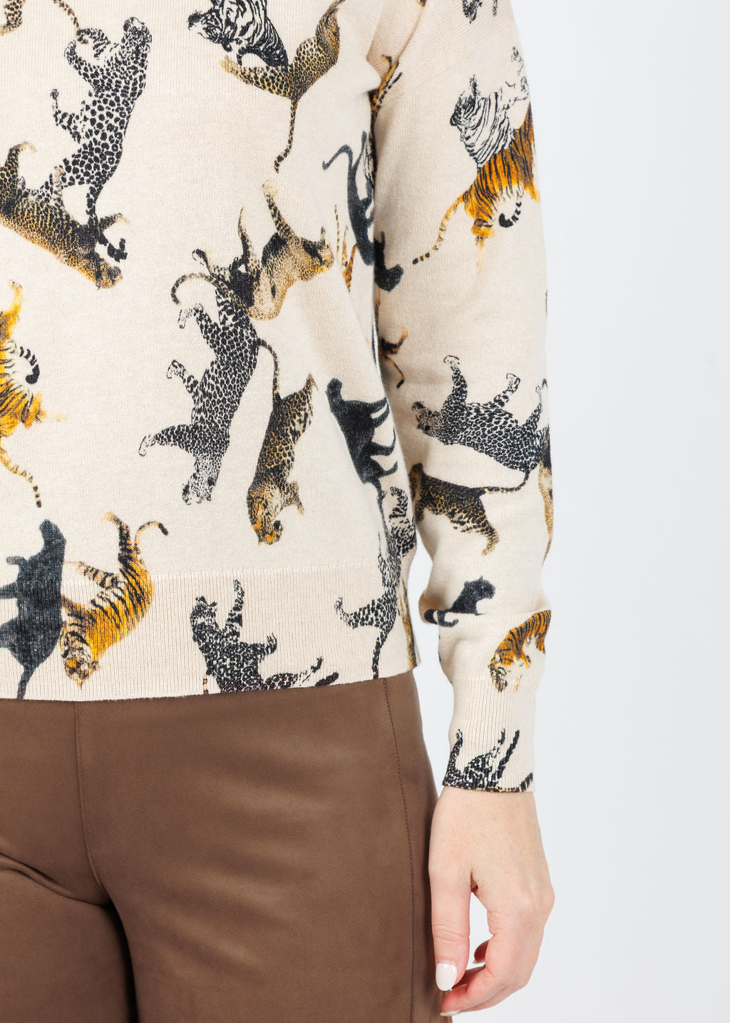 J Society Jungle Crew Sweater in Latte available at Barbara Katz