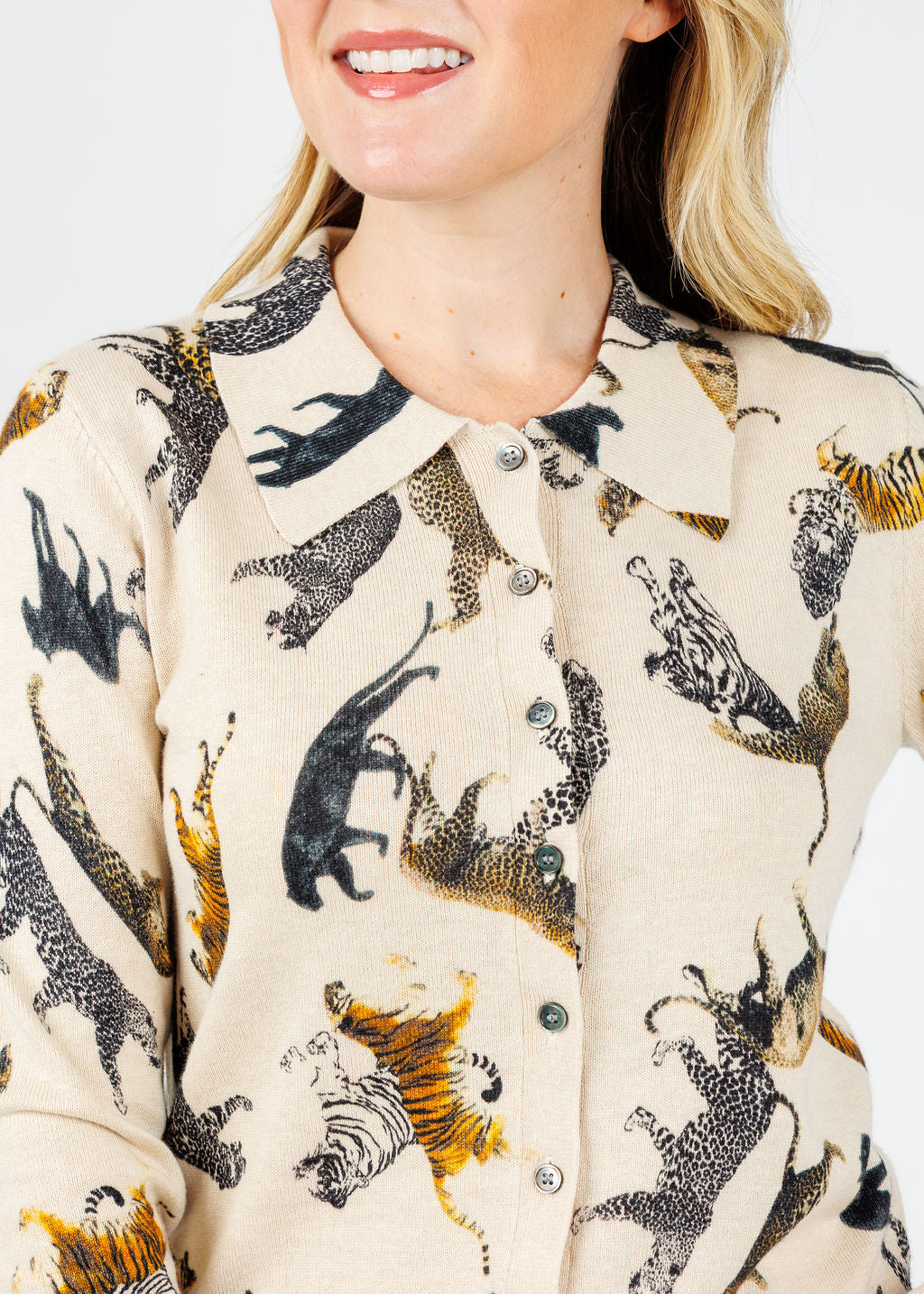 J Society Jungle Polo Sweater in Latte available at Barbara Katz
