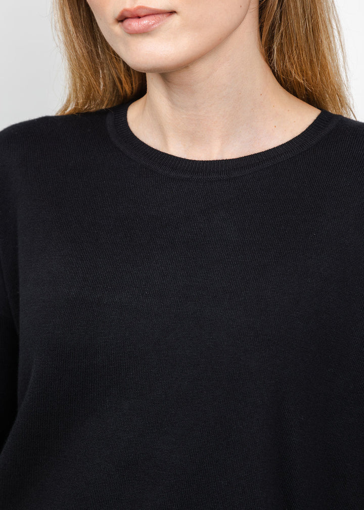 J Society Lace Trim Crew Sweater in Black available at Barbara Katz