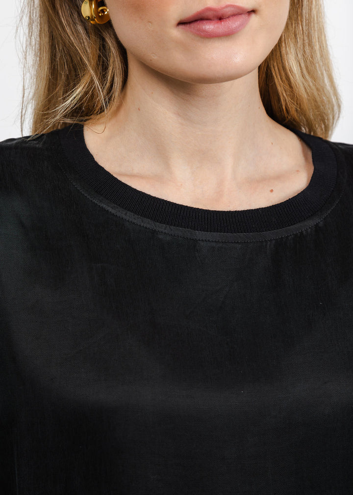 J Society Long Sleeve Crop Crew Top in Black available at Barbara Katz