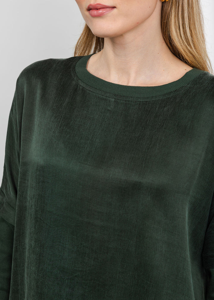 J Society Long Sleeve Crop Crew Top in Pine available at Barbara Katz