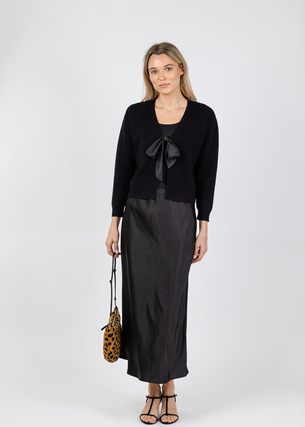J Society Maya Tie Front Cardigan in Black available at Barbara Katz