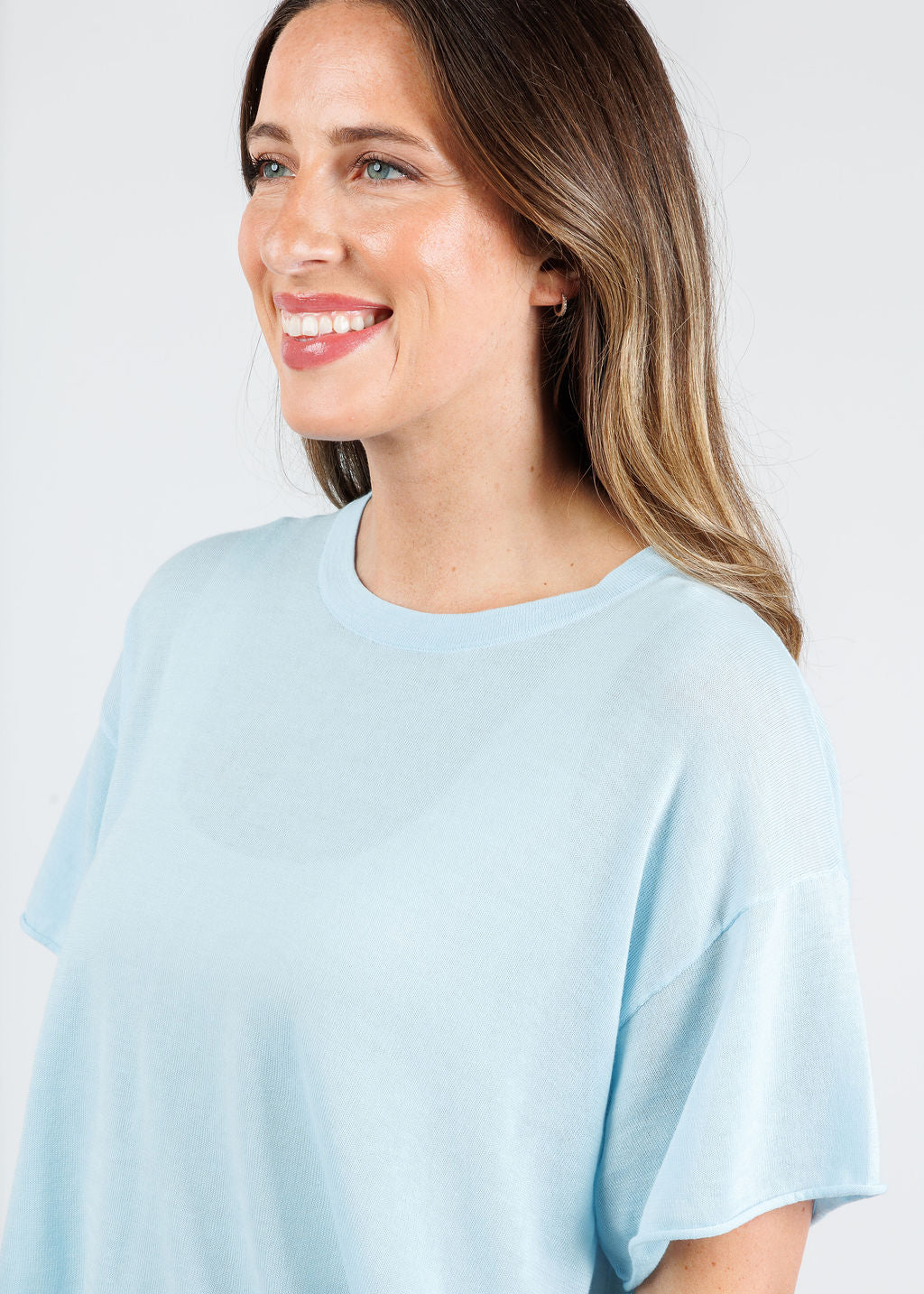 J Society Nora Short Sleeve Tee in Baby Blue available at Barbara Katz