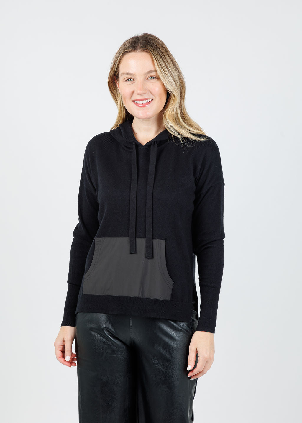 J Society Nylon Pocket Hoodie in Black available at Barbara Katz