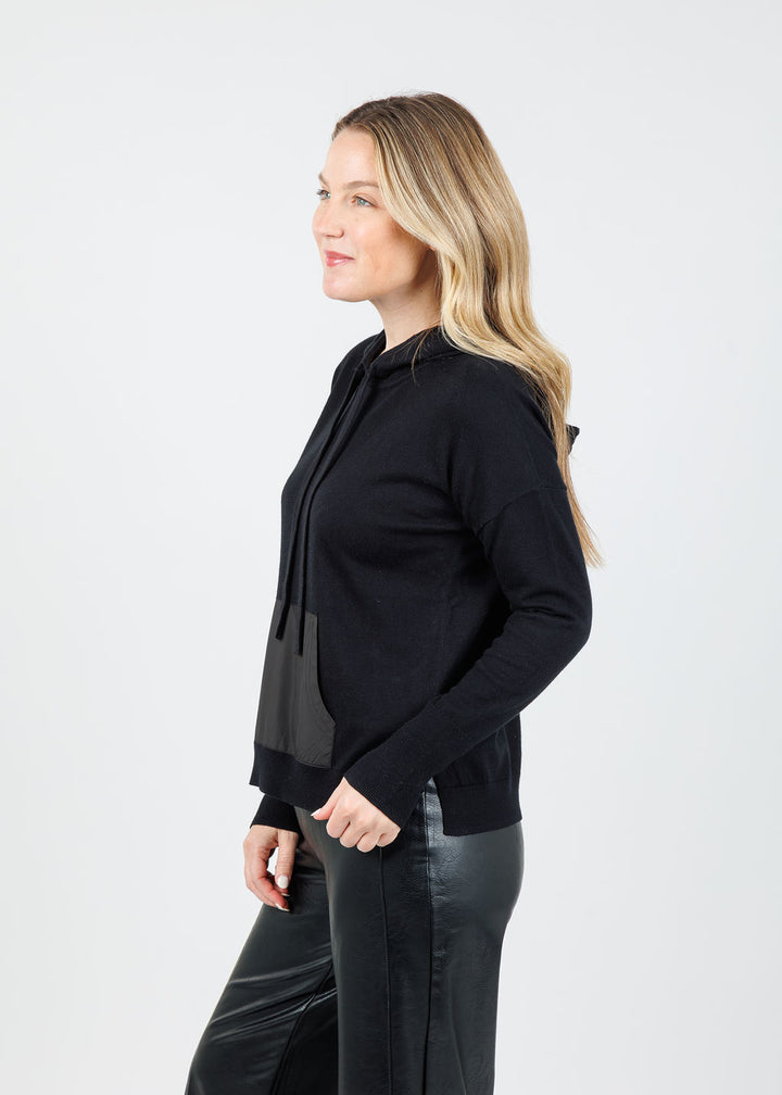 J Society Nylon Pocket Hoodie in Black available at Barbara Katz