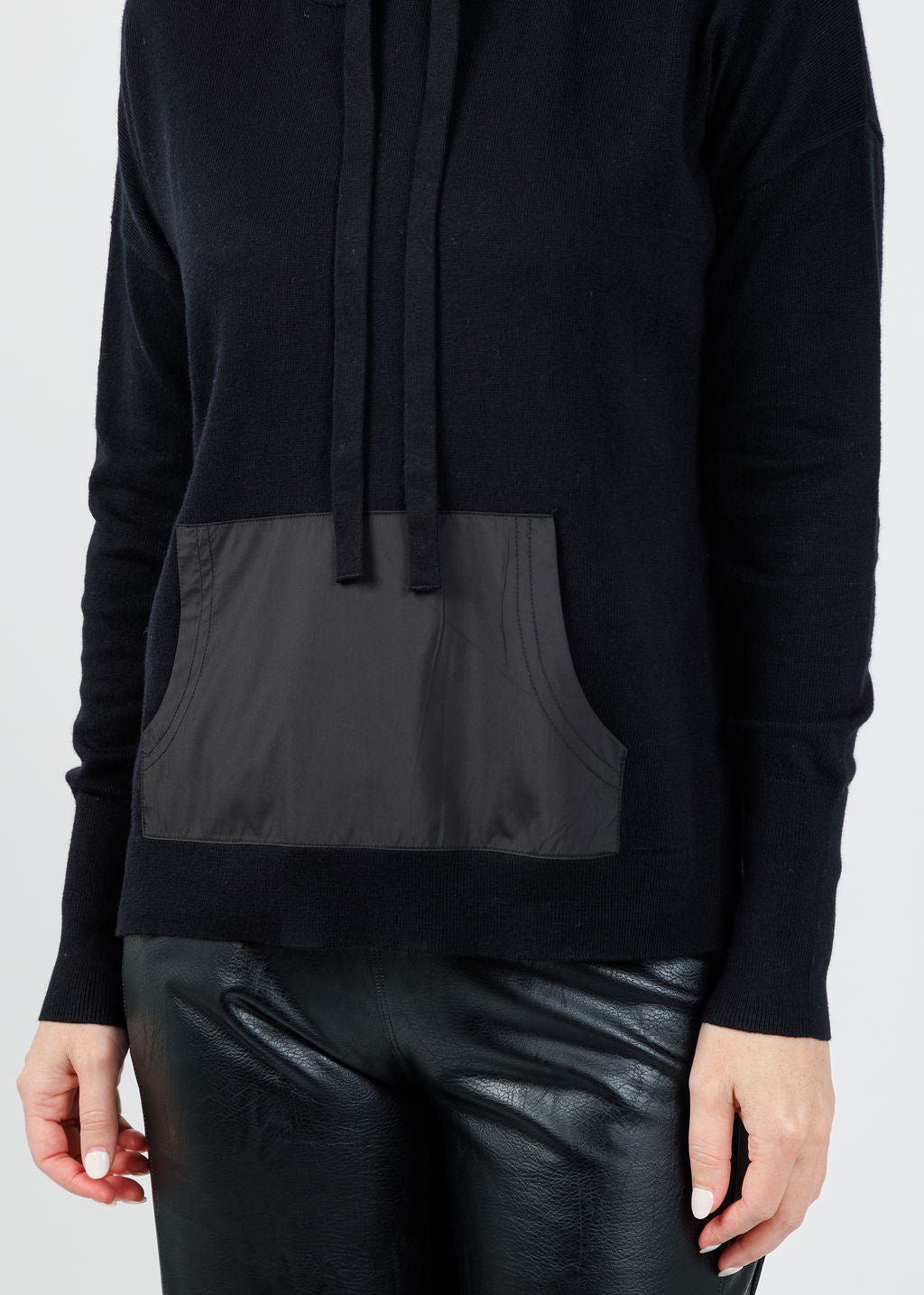 J Society Nylon Pocket Hoodie in Black available at Barbara Katz