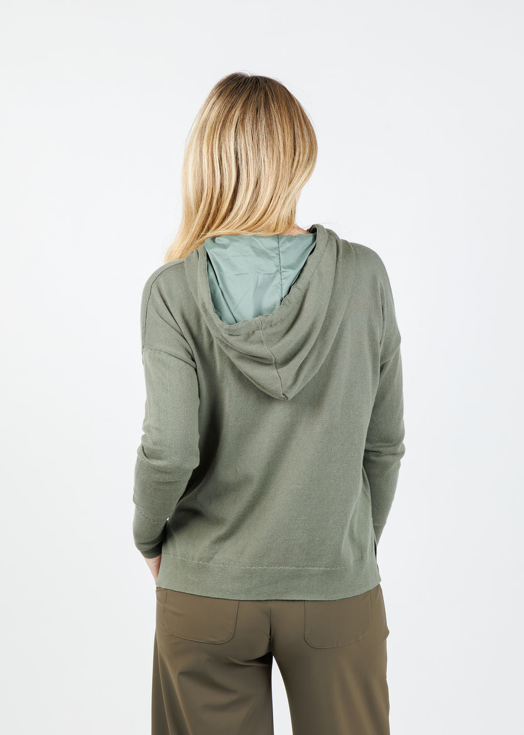 J Society Nylon Pocket Hoodie in Fatigue available at Barbara Katz
