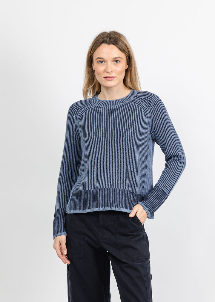 J Society Plaited Crew Sweater in Denim/Navy available at Barbara Katz