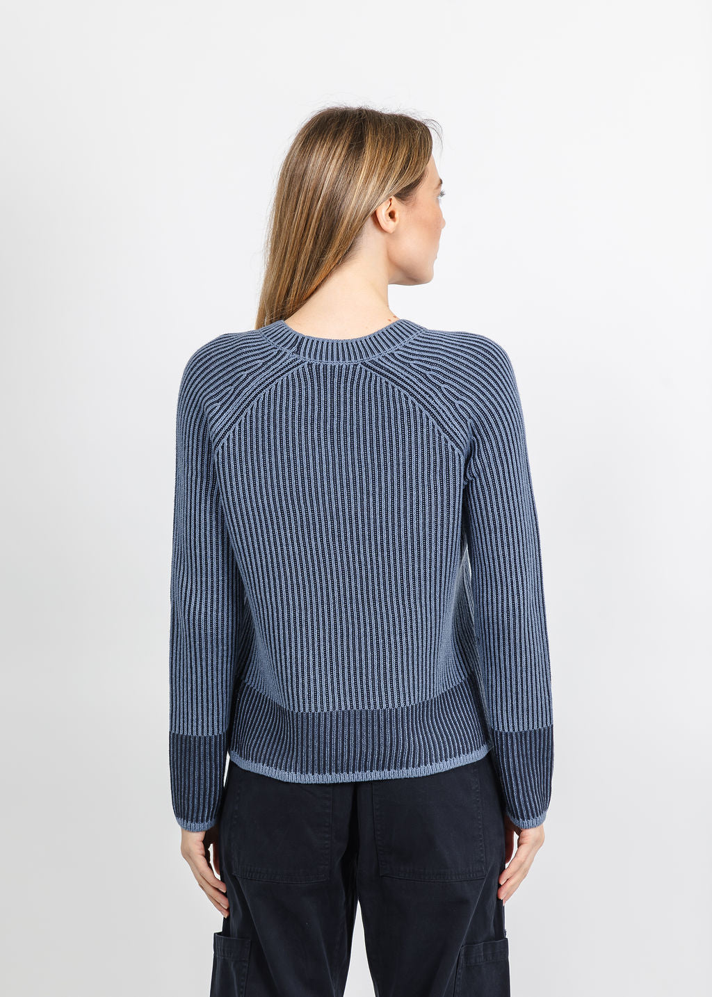 J Society Plaited Crew Sweater in Denim/Navy available at Barbara Katz